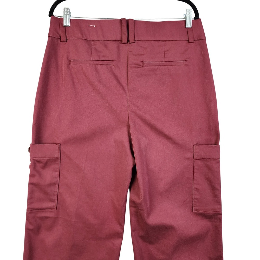Chicos Womens Sateen Cargo Pants Size 12 Tall Black Currant High Rise Straight - Picture 5 of 14